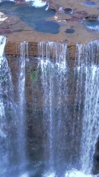 Vertical Aerial View of Krang Suri Waterfall, Meghalaya, India