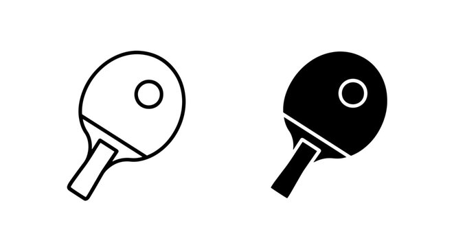 Table tennis racket and ball icon set with ping pong, equipment