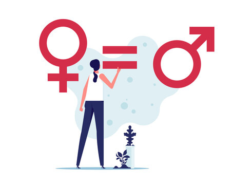 Gender equality equal treatment male and female in society business. Concept balance on man and woman equal opportunities. fair opportunities for different genders