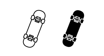 Skateboard icon set in outline and solid style with skateboard © Al Rafi