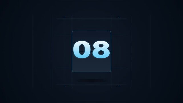 Digital Number 08 on Dark Grid Interface