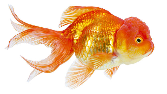 Orange Ryukin goldfish with flowing fins and scales