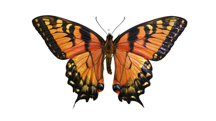 Naklejka premium Orange and black butterfly with patterned wings