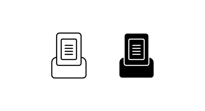 Docked tablet or reader device with document screen icons, document