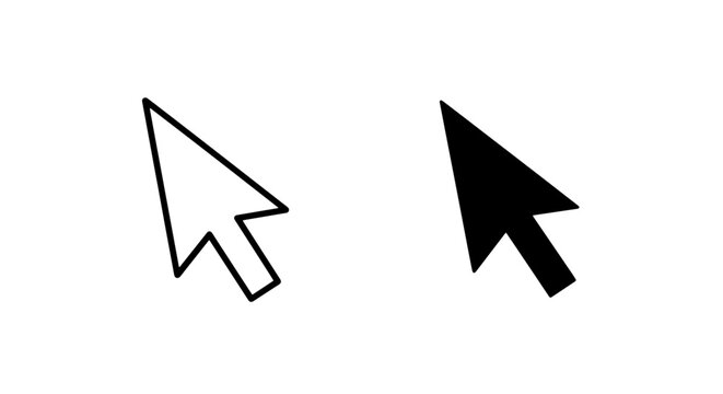 Black and white mouse cursor icons for user interface design