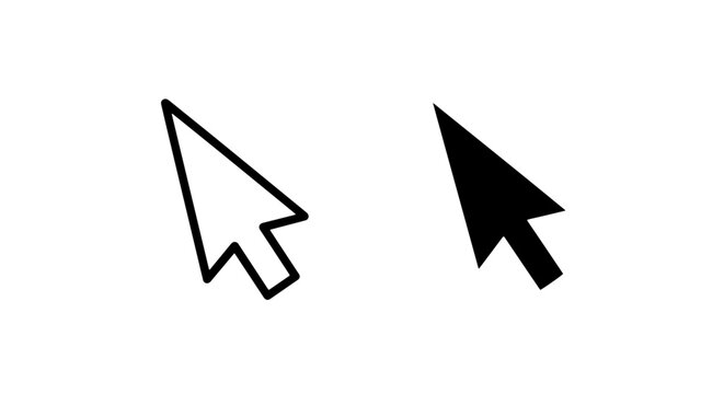 Arrow cursor pointer icon set for computer screen navigation