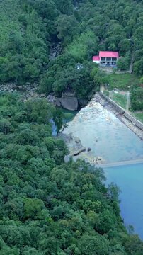 Vertical Aerial View of Krang Suri Waterfall, Meghalaya, India