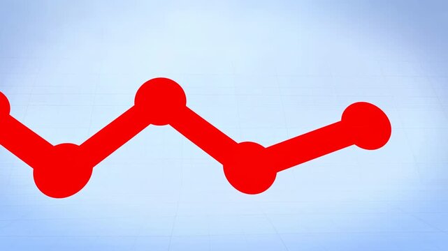 red line graph waving against blue gradient background with dynamic and fluctuating mood in neutral perspective for stock market analysis and financial data visualization.