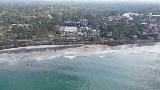 Aerial View of Varkala Beach and Coastal Cliffs