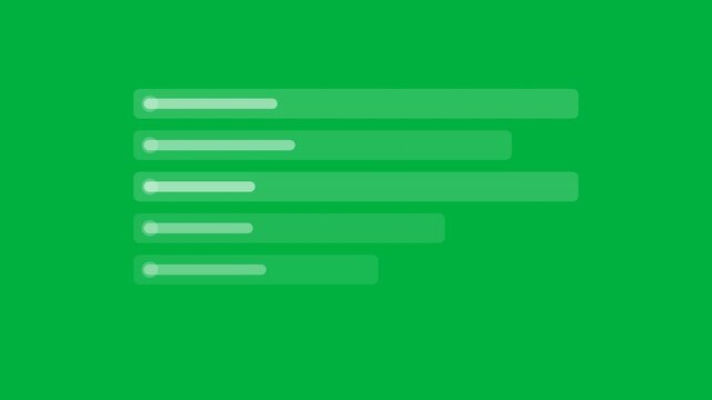 Minimalist loading skeleton screen animation, horizontal progress bars filling in sequence, digital
