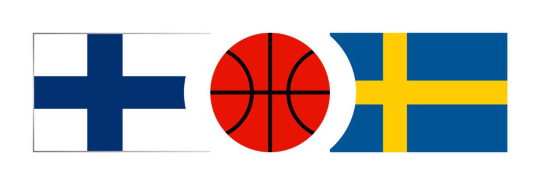 Finland vs Sweden national flags basketball competition banner background
