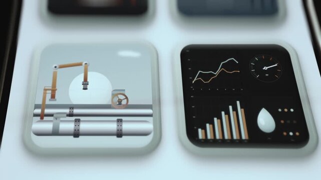 LNG Terminal Control Panel with Loading Arm Illustration and Data Widgets