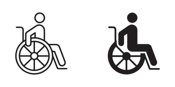 Wheelchair accessibility icon designs featuring person in wheelchair with transparent background for use in social awareness graphics