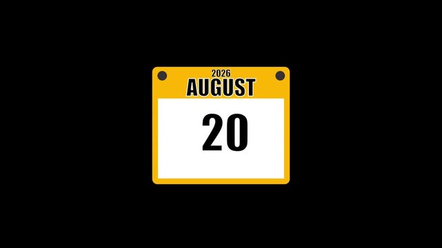 Calendar page displaying the date August 20th signifies a specific time for scheduling and planning.
