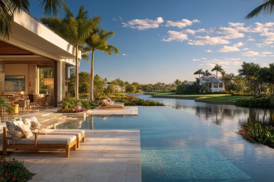 Prestigious tropical real estate in a Bonita Springs golf community with resort-style outdoor living