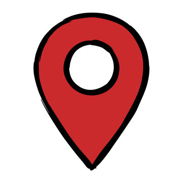 Location pin map marker hand drawn icon, GPS navigation point illustration