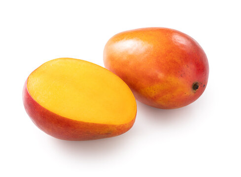 Fresh ripe mango fruit isolated on white background with clipping path