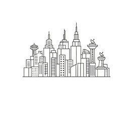 Fototapeta premium Cityscape with Buildings and Towers