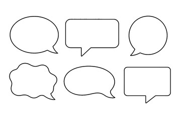Fototapeta premium Set of outlined speech bubbles in different shapes