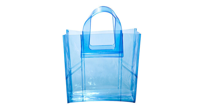 Blue plastic tote bag with handles
