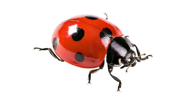 Red ladybug with black spots on white