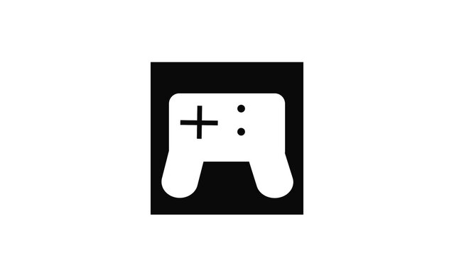 Black and white video game controller icon symbol representing console gaming entertainment and digital play for mobile apps and websites