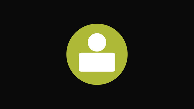 Simple user profile icon with a white person silhouette inside a lime green circle shape for web interface design and digital application navigation elements