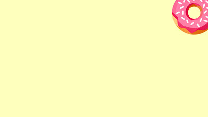 A playful pink frosted donut with colorful sprinkles peeking from the corner, set against a soft yellow background. Sweet minimalist illustration for cheerful digital designs
