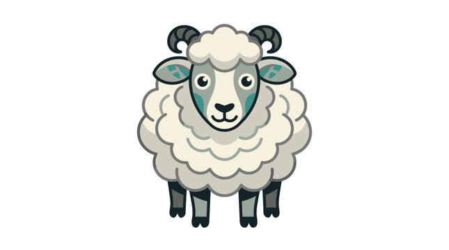 Cute Cartoon Ram Icon Isolated On White Background