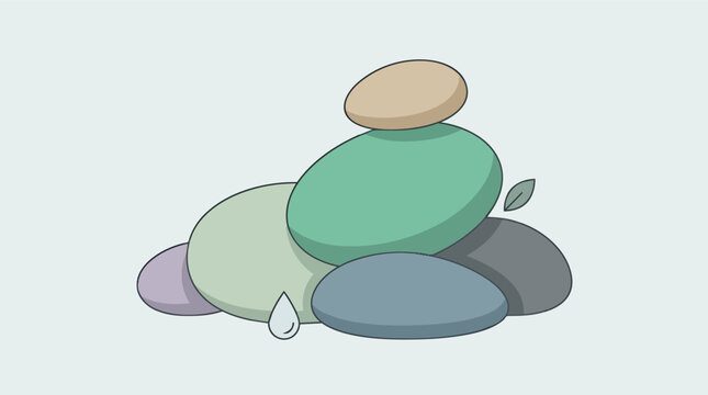 Zen stones stacked pebbles for mindfulness and balance modern flat vector illustration for spa wellness branding