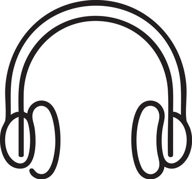 Minimalist outline of over-ear headphones featuring a sleek band and cushioned ear pads for comfort.