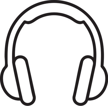 Minimalist outline of over-ear headphones with padded ear cups and adjustable band design.