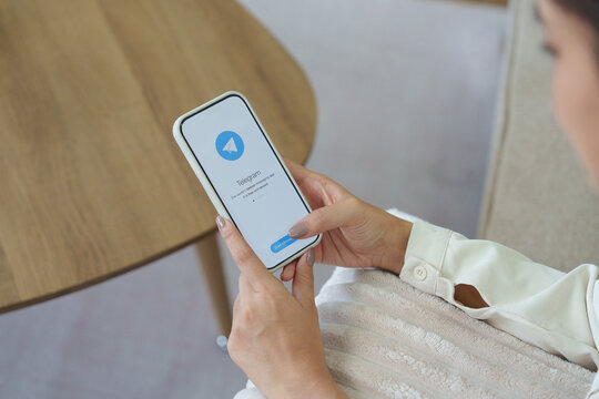 CHIANG MAI, THAILAND JUL 23 2026 : Telegram application icon on Apple iPhone close-up Telegram app icon Telegram is an online social media network Social media app
