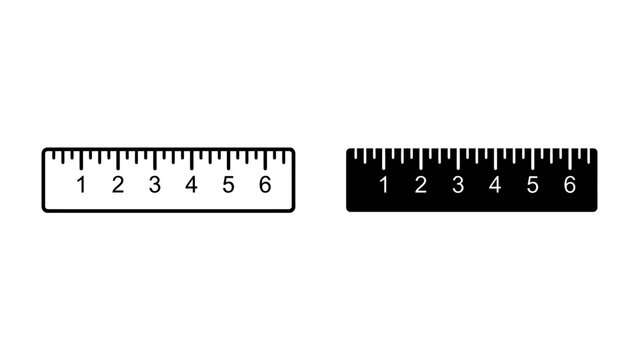 Two rulers, black and white, show measurements from 1 to 6. A simple graphic representation of tools for measurement, ideal for educational or design purposes.