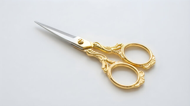 Vintage gold sewing scissors for tailoring and craft work illustration