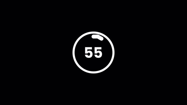 Minimalist One Minute Digital Countdown Timer Progress Ring Animation Overlay 4k video