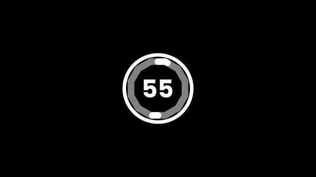 Minimalist Sixty Second Digital Countdown Clock with Circular Progress Bar for Streaming Overlays and Wait Screens 4k video