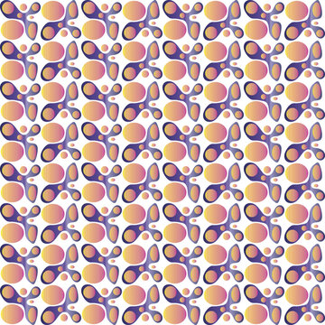 Abstract Seamless Liquid Fluid Pattern with Vibrant Orange and Purple Gradient Organic Shapes on White Background