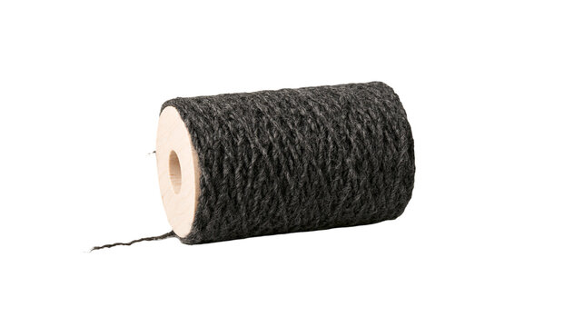 Dark gray thick twine roll with beige cardboard core