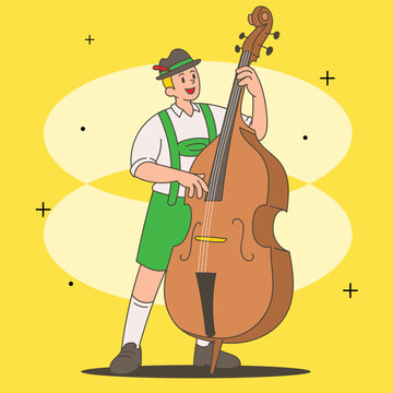 Bavarian Musicians and Beer Toast Illustration