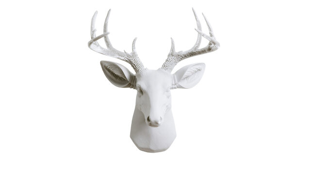 White deer head wall mount with large antlers