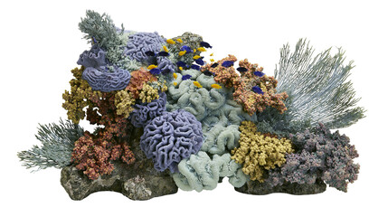 Aquatic coral reef ecosystem with small colorful fish swimming © Ophelia