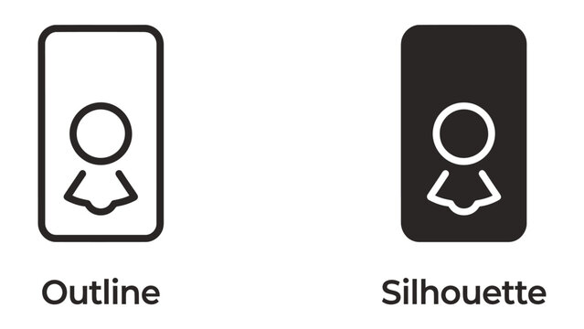 Icon Comparison: Two stylized icons of a person, one as an outline and the other as a silhouette, presented side-by-side for comparison and design exploration.