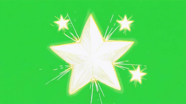 Sparkling White Starbursts on Green Screen Background with Subtle Motion and Particles