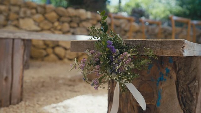 Rustic Wedding Chair with Floral Decoration
