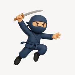 Obraz premium Cartoon ninja with sword.