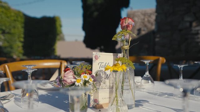 Wedding Table Centerpiece with Flowers
