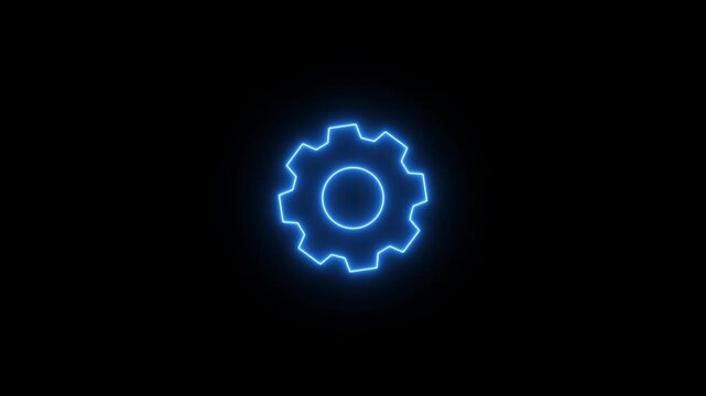 Gear setting icon. Animated neon gear mechanism and cog wheel on white background. Progress or construction concept. Cogwheel icon