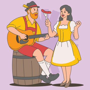 Friends in Traditional Bavarian Ocoberfest