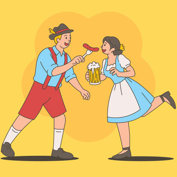 Friends in Traditional Bavarian Ocoberfest